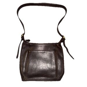 Vintage Coach Chocolate Brown Leather Legacy Slim Duffle 9816 Crossbody USA 90s